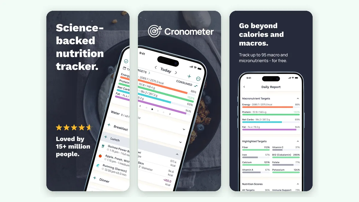 Cronometer — official App Store screenshots
