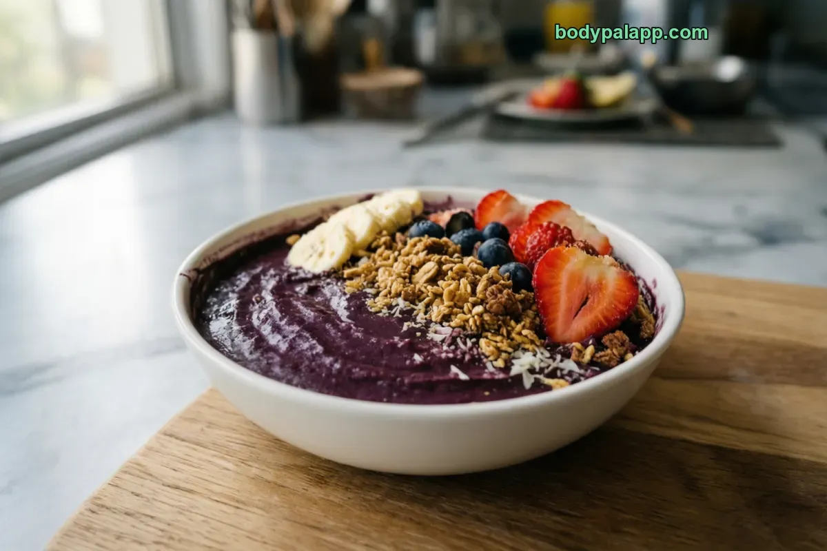Acai bowl, packaged, per label