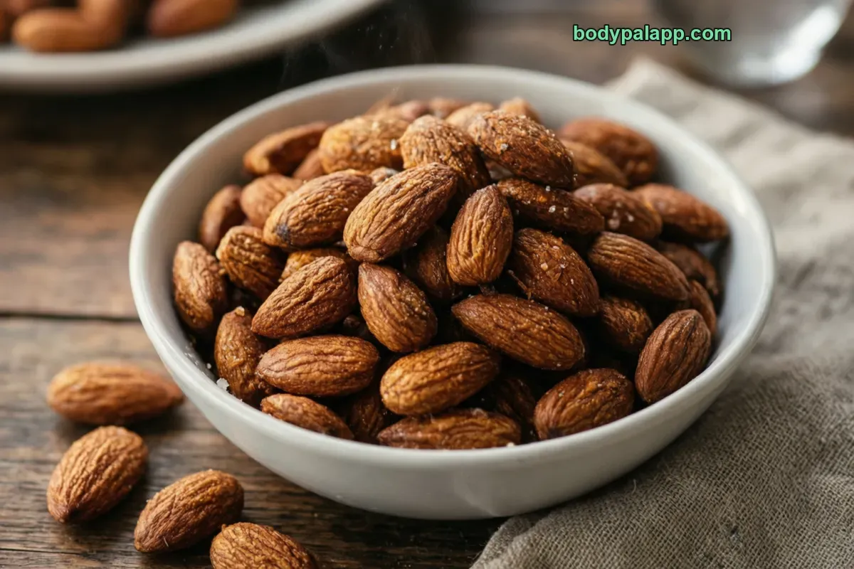 Roasted almonds, dry roasted, salted