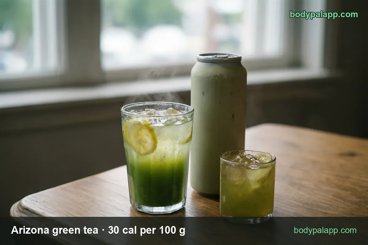 Iced green tea with lemon, a tall can and a small cup, with chips for 1 tall can 23 fl oz 747.5 g 224 cal and 1 cup 8 fl oz 260 g 78 cal