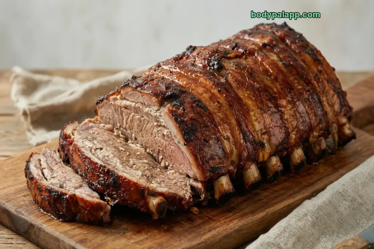 Baby back ribs, roasted, lean and fat