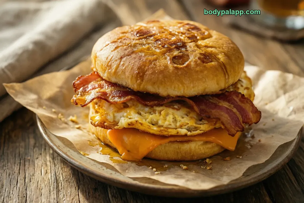 Bacon, egg and cheese mcgriddle, fast food