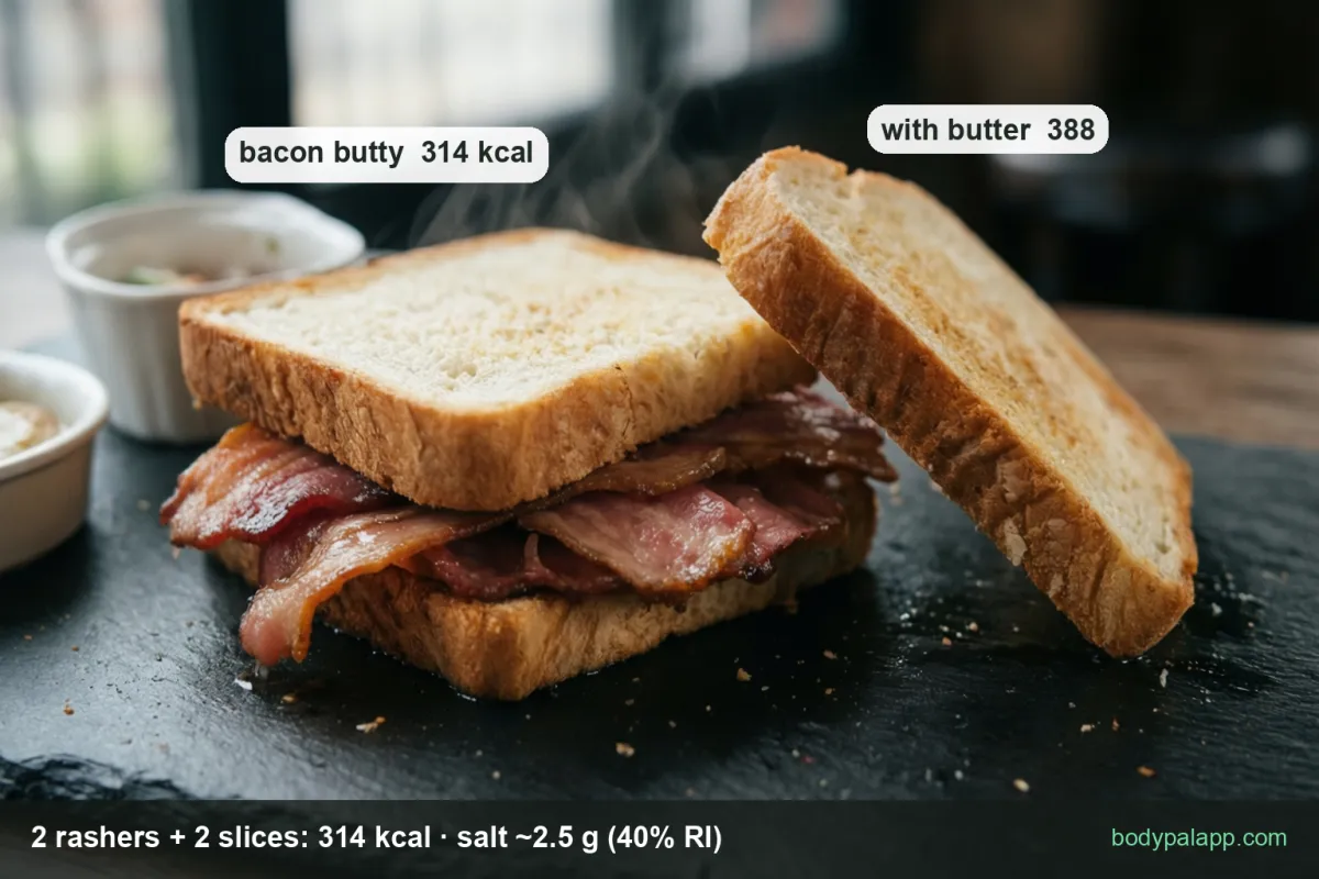 Bacon sandwich variants calories comparison