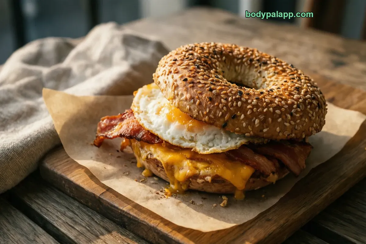 Bagel sandwich, egg sandwich on bagel
