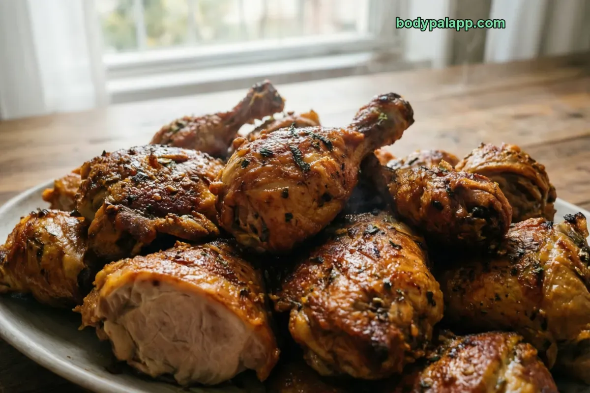 Baked chicken, baked or roasted, mixed parts