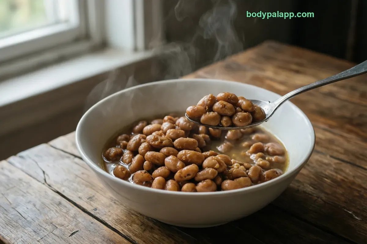 Boiled beans, pinto beans, boiled, with salt