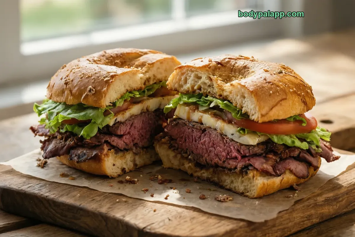 Beef sandwich, roast beef, on white bread
