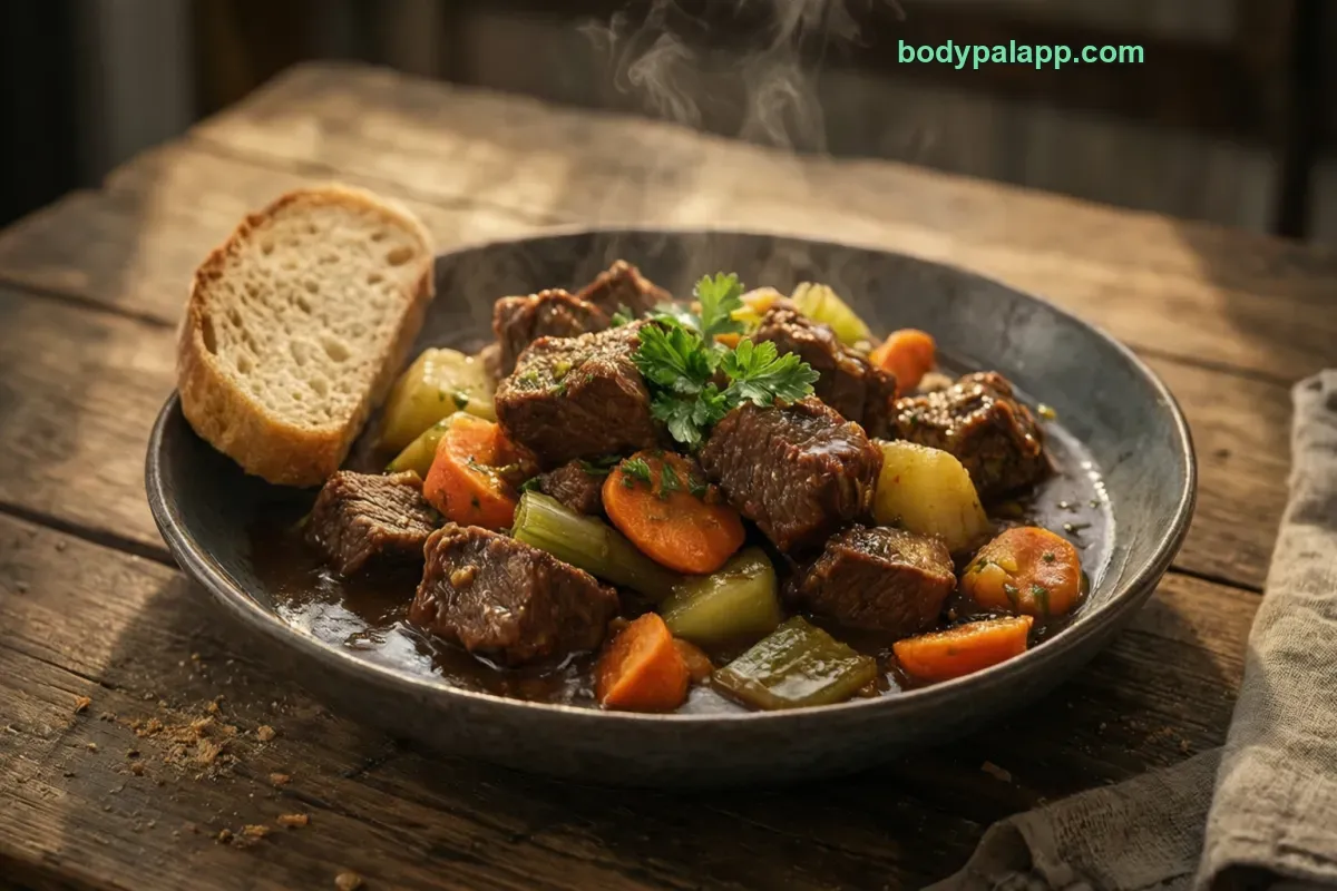 Beef stew, canned entree