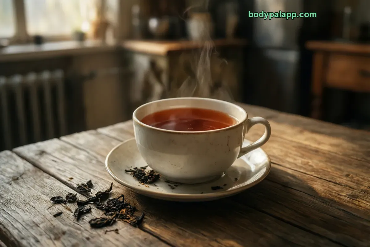 Black tea, brewed with tap water