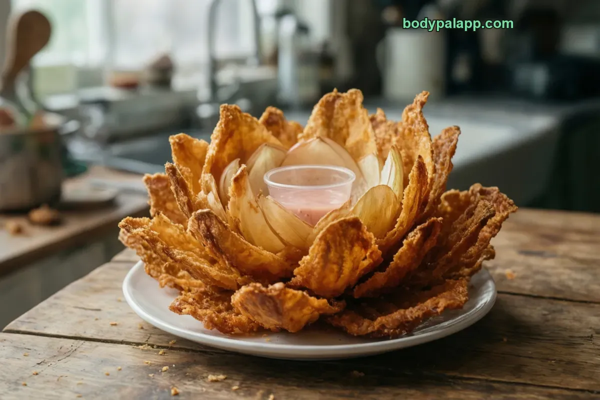 Bloomin onion, fast food, breaded and fried