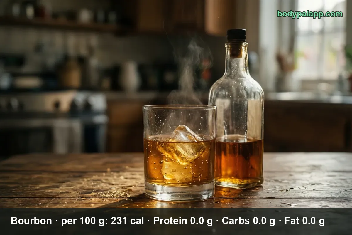 Rocks glass of amber bourbon over ice next to an unlabeled bottle with a black cap