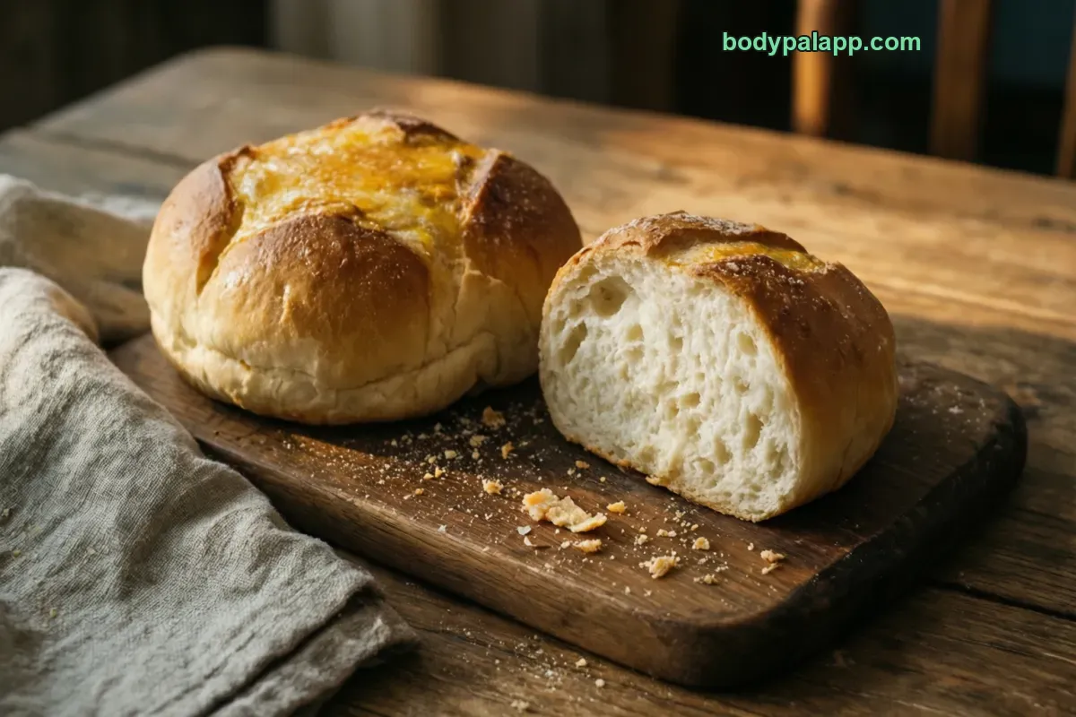 Bread bun, plain white, baked