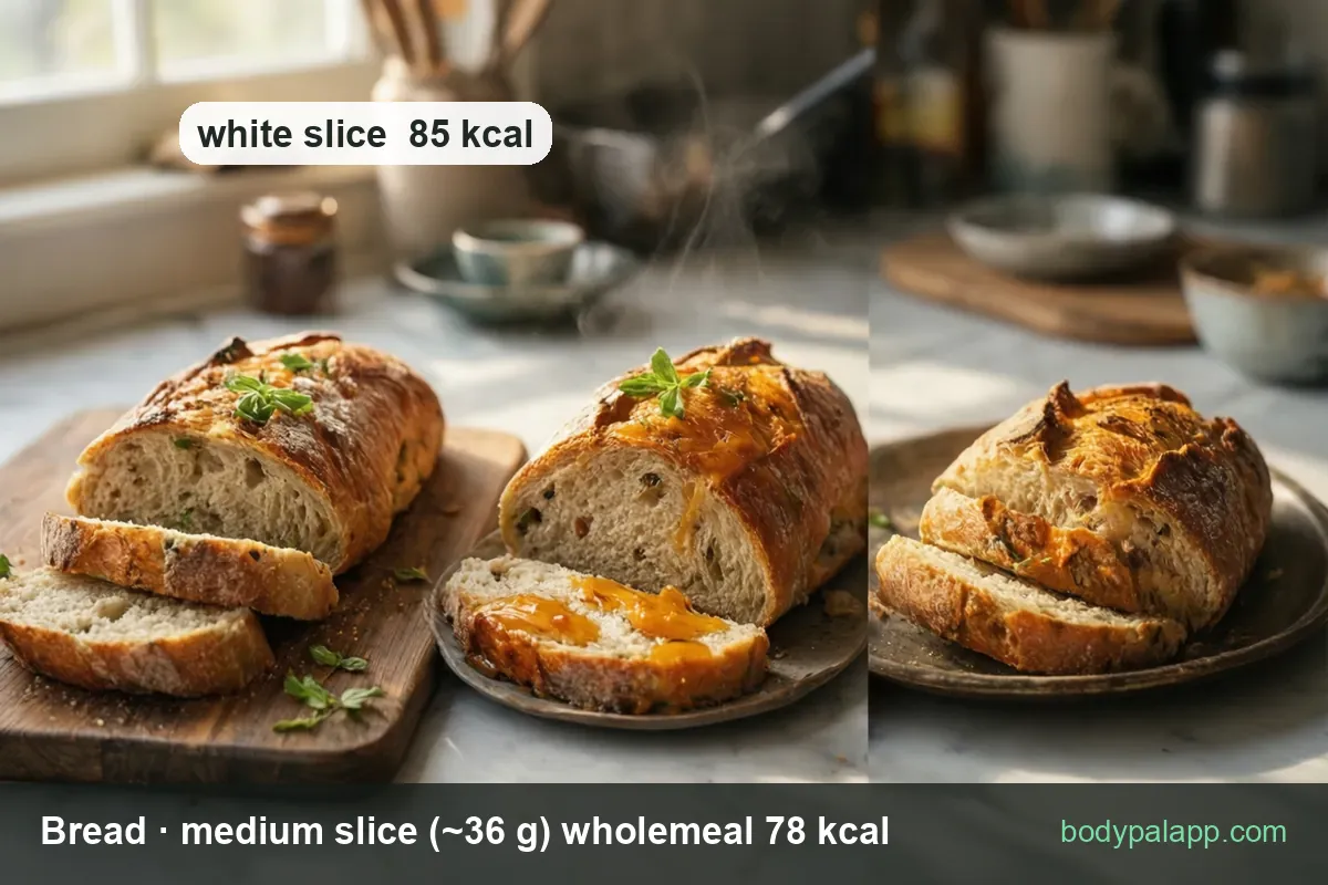 Bread variants calories comparison