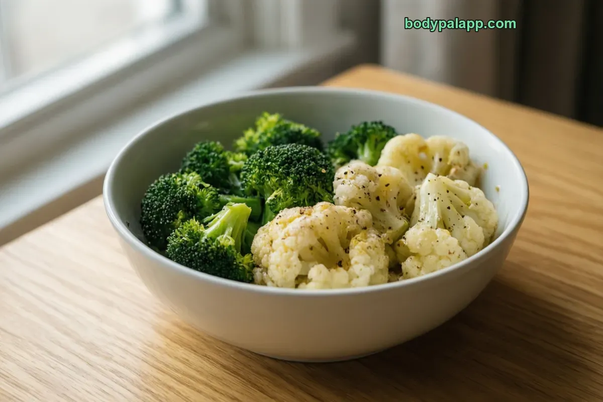 Broccoli and cauliflower, cooked, no added fat