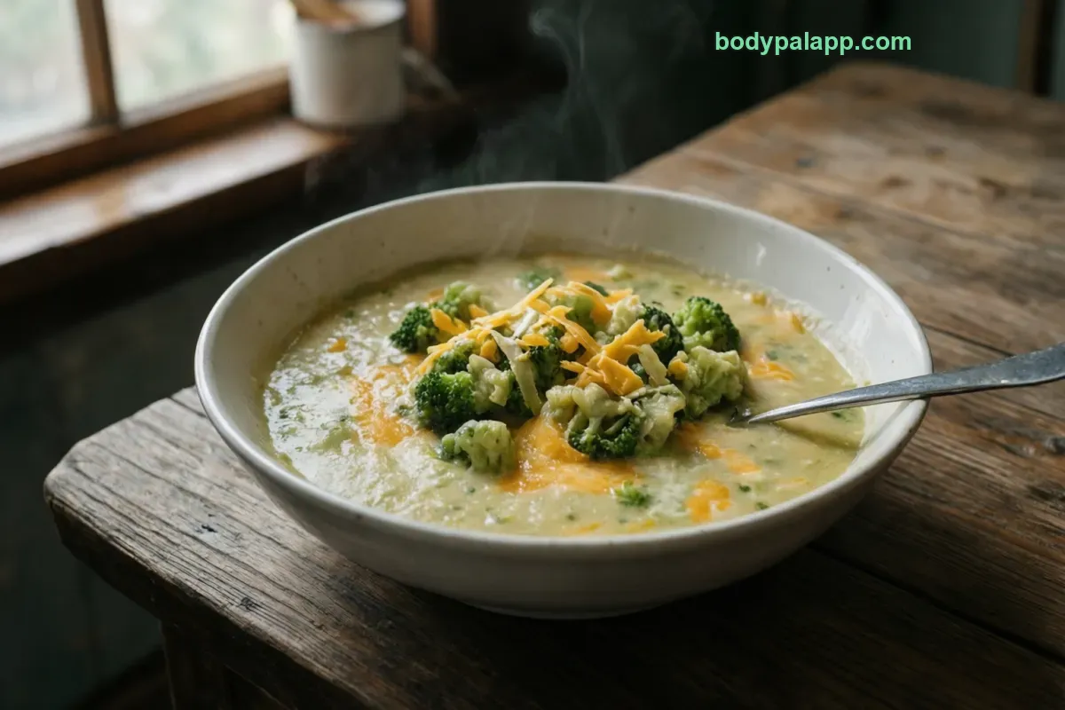 Broccoli and cheese soup, ready to eat