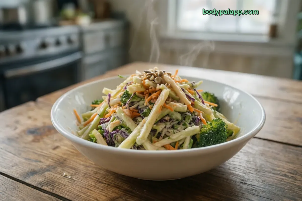 Broccoli slaw, with dressing