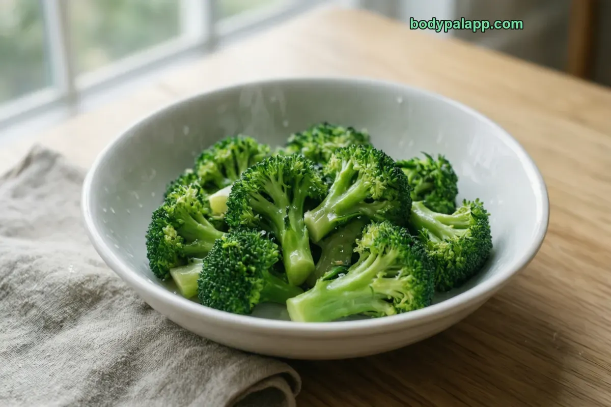Steamed broccoli, steamed or boiled, unsalted