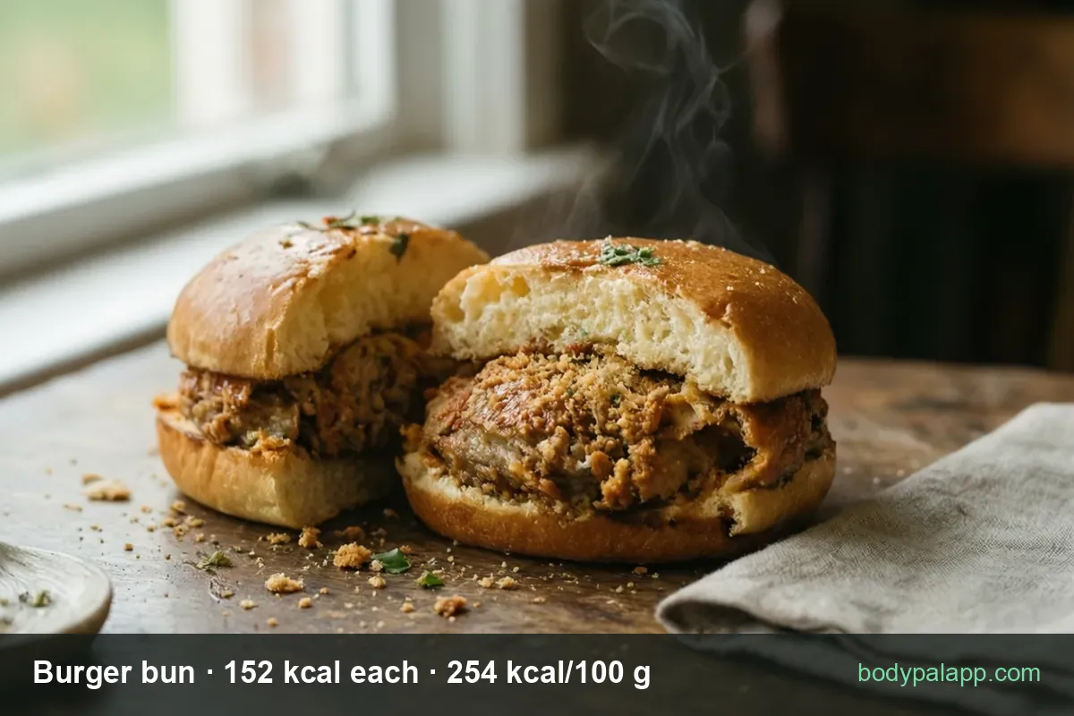 Burger bun - 152 kcal each
