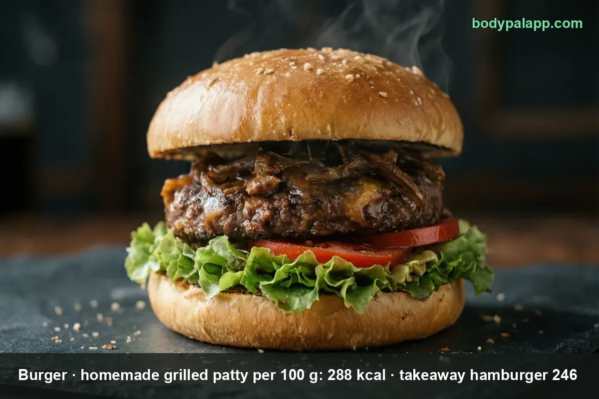 Burger - 288 kcal per 100 g