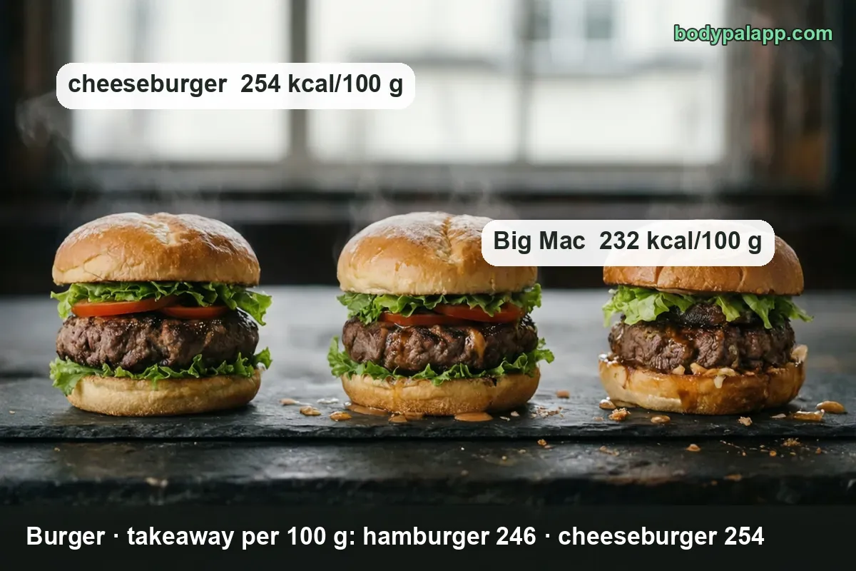 Burger variants calories comparison