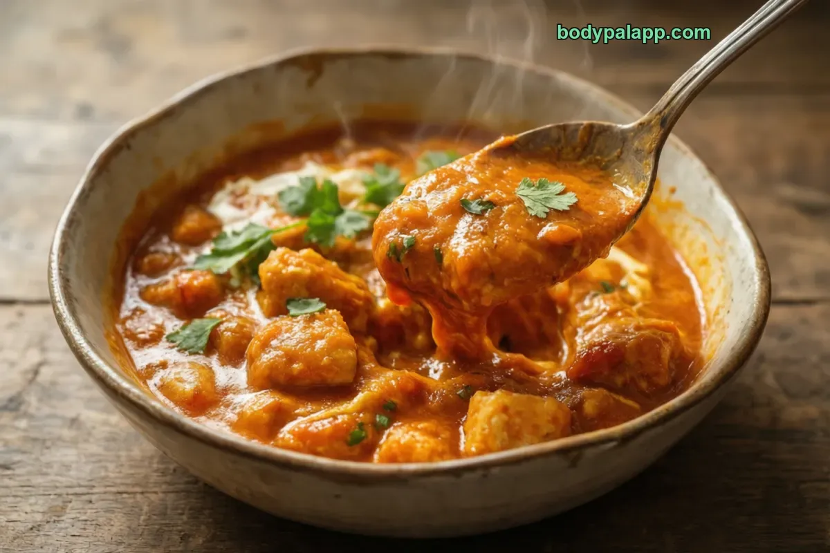 Butter chicken sauce, packaged, per label