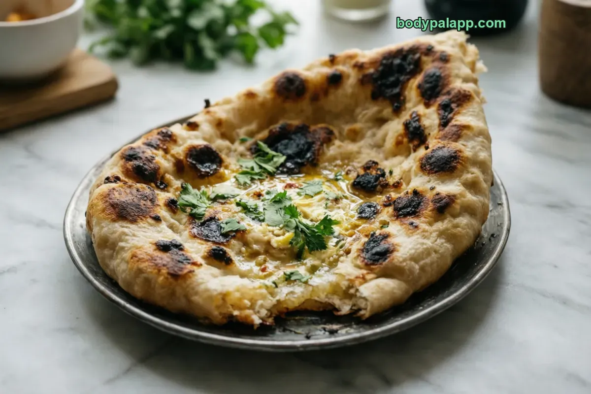 Butter naan, plain naan, commercially prepared