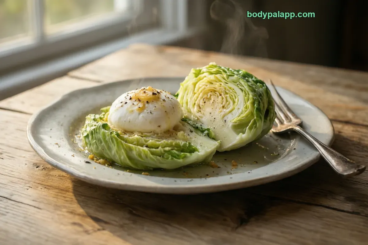 Boiled cabbage, boiled, drained, without salt