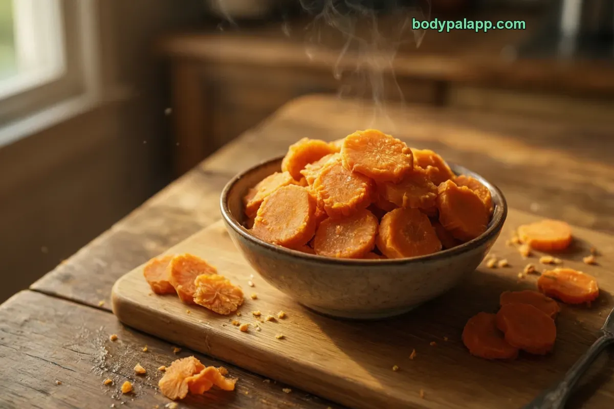 Carrot chips, packaged, per label