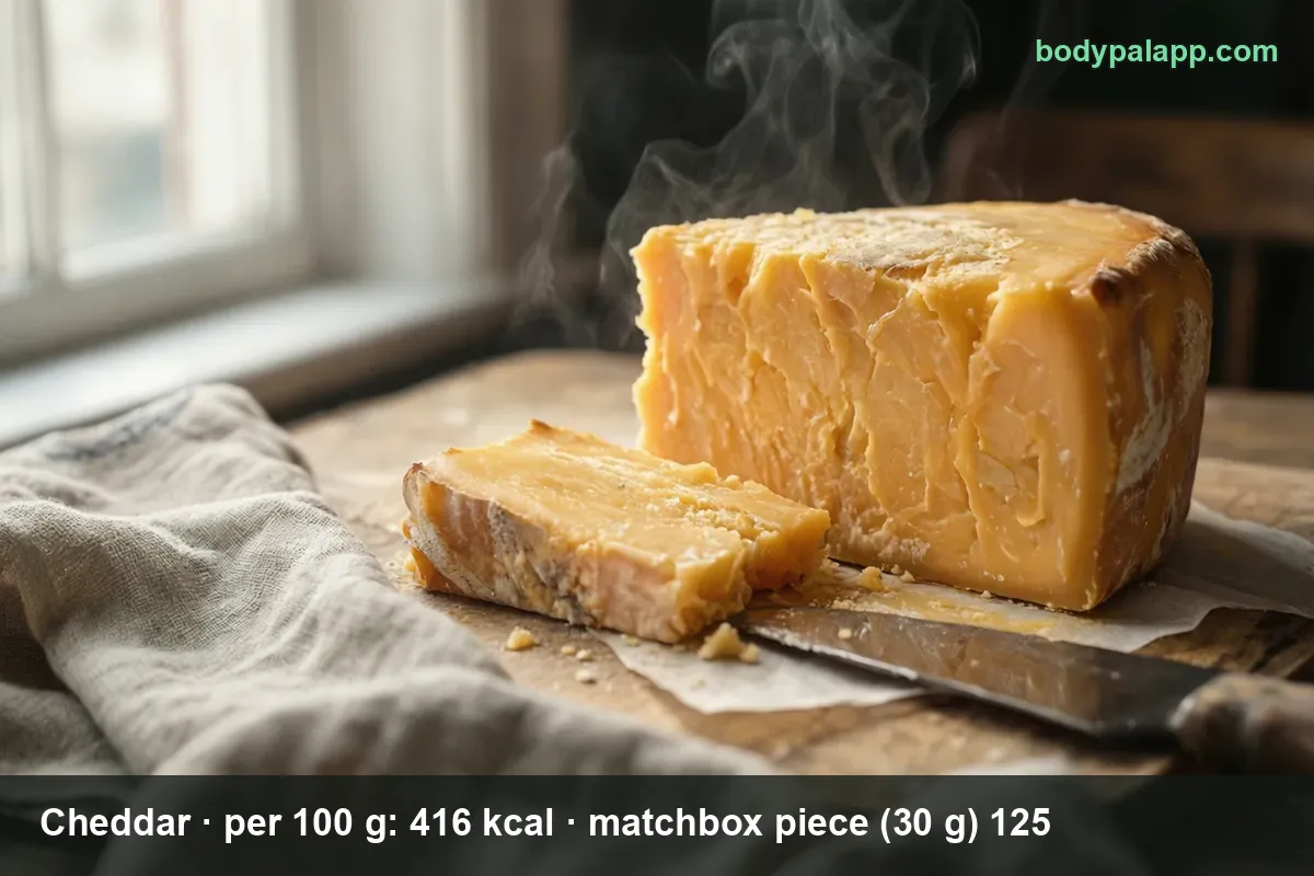 Cheddar cheese - 125 kcal per 30 g piece