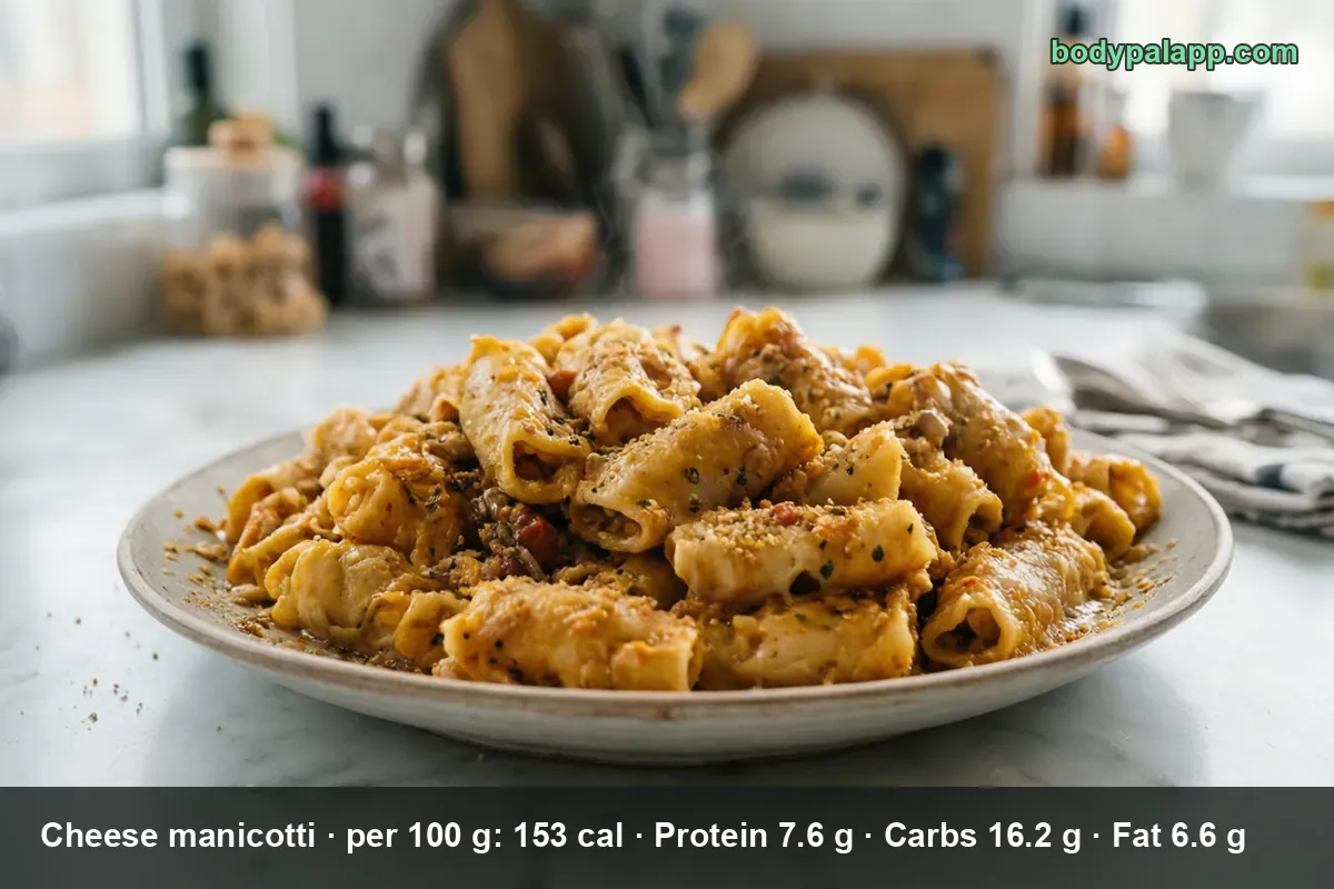 Plate of short cheese-filled pasta tubes in tomato sauce served as cheese manicotti