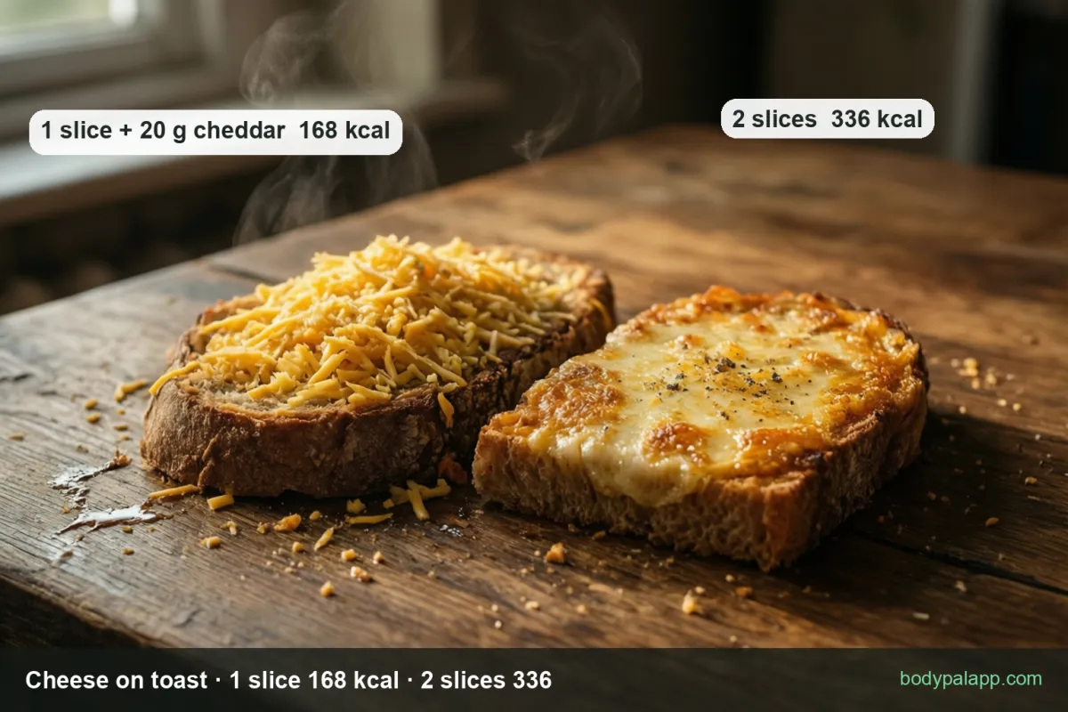 Cheese on toast variants calories comparison