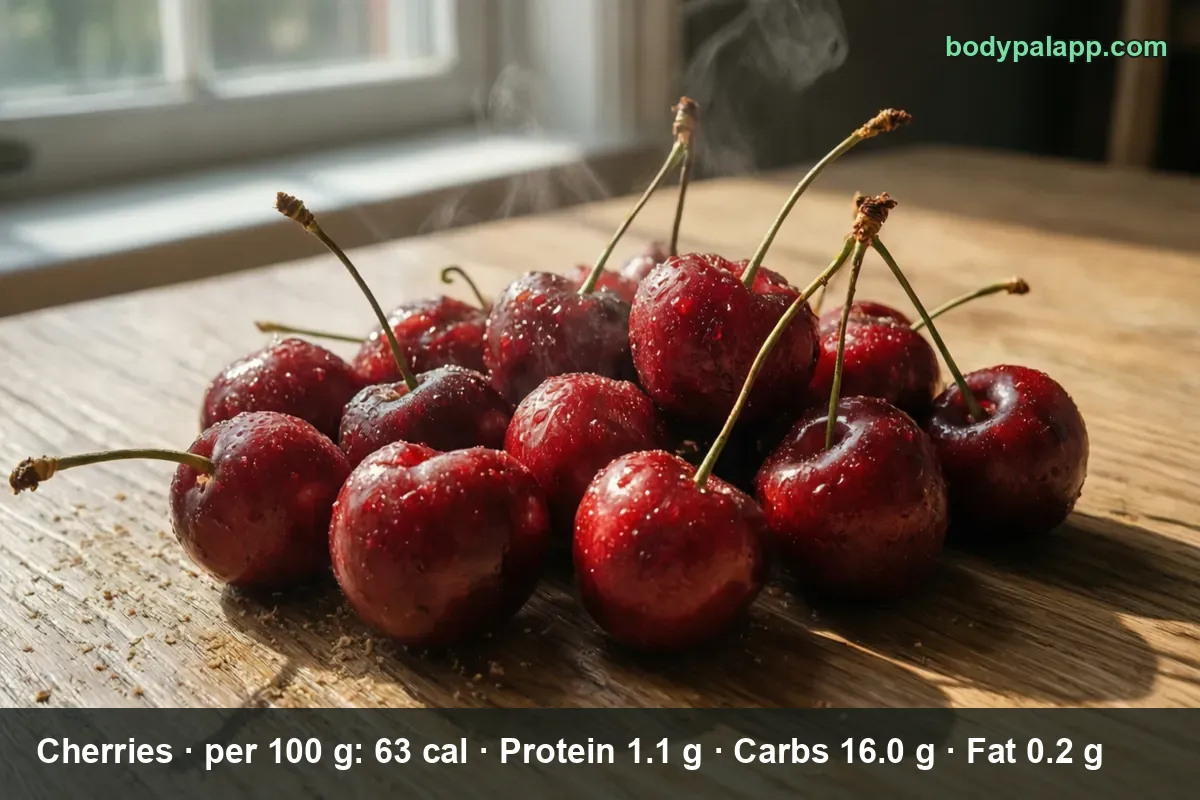 Fresh whole sweet cherries with stems, unpitted and ready to eat