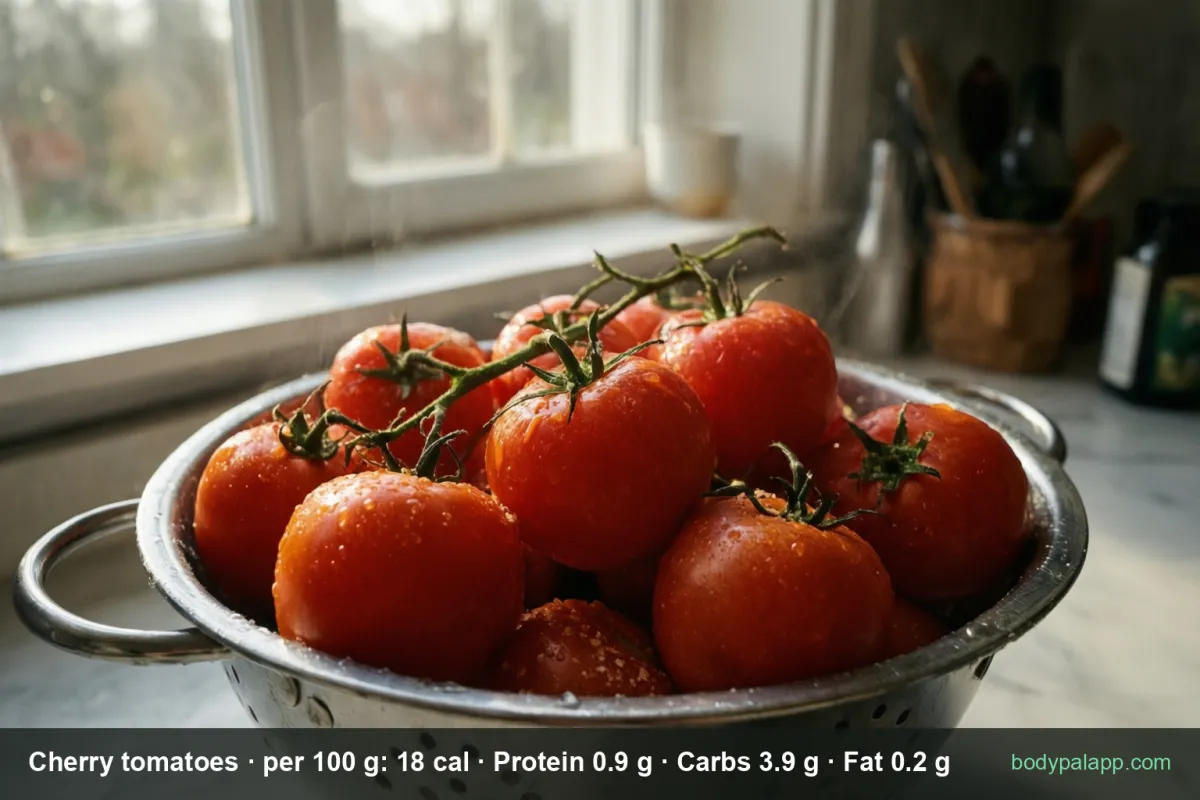 Fresh whole red cherry tomatoes, close-up crop