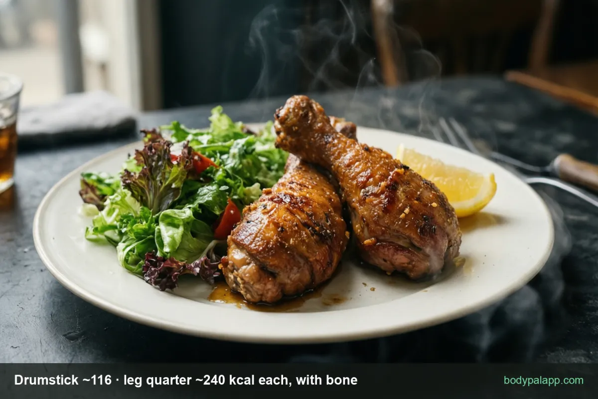 Chicken leg variants calories comparison