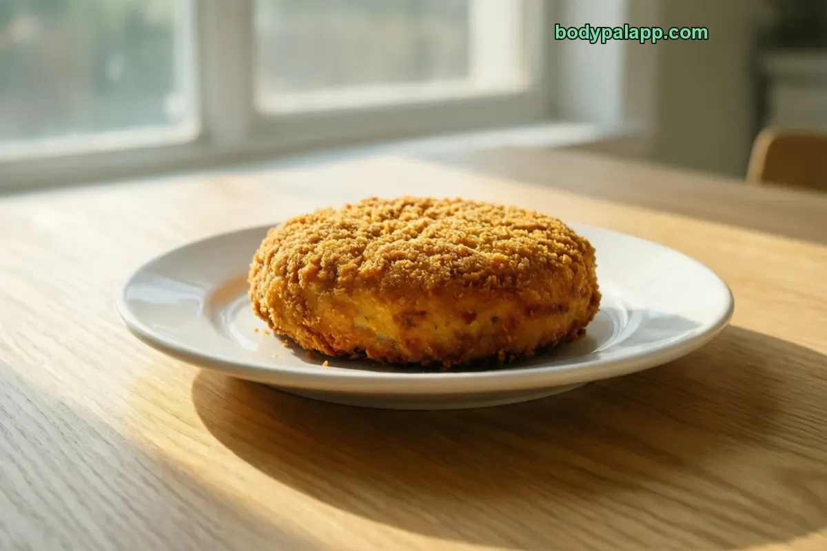 Chicken patty, breaded, frozen, cooked