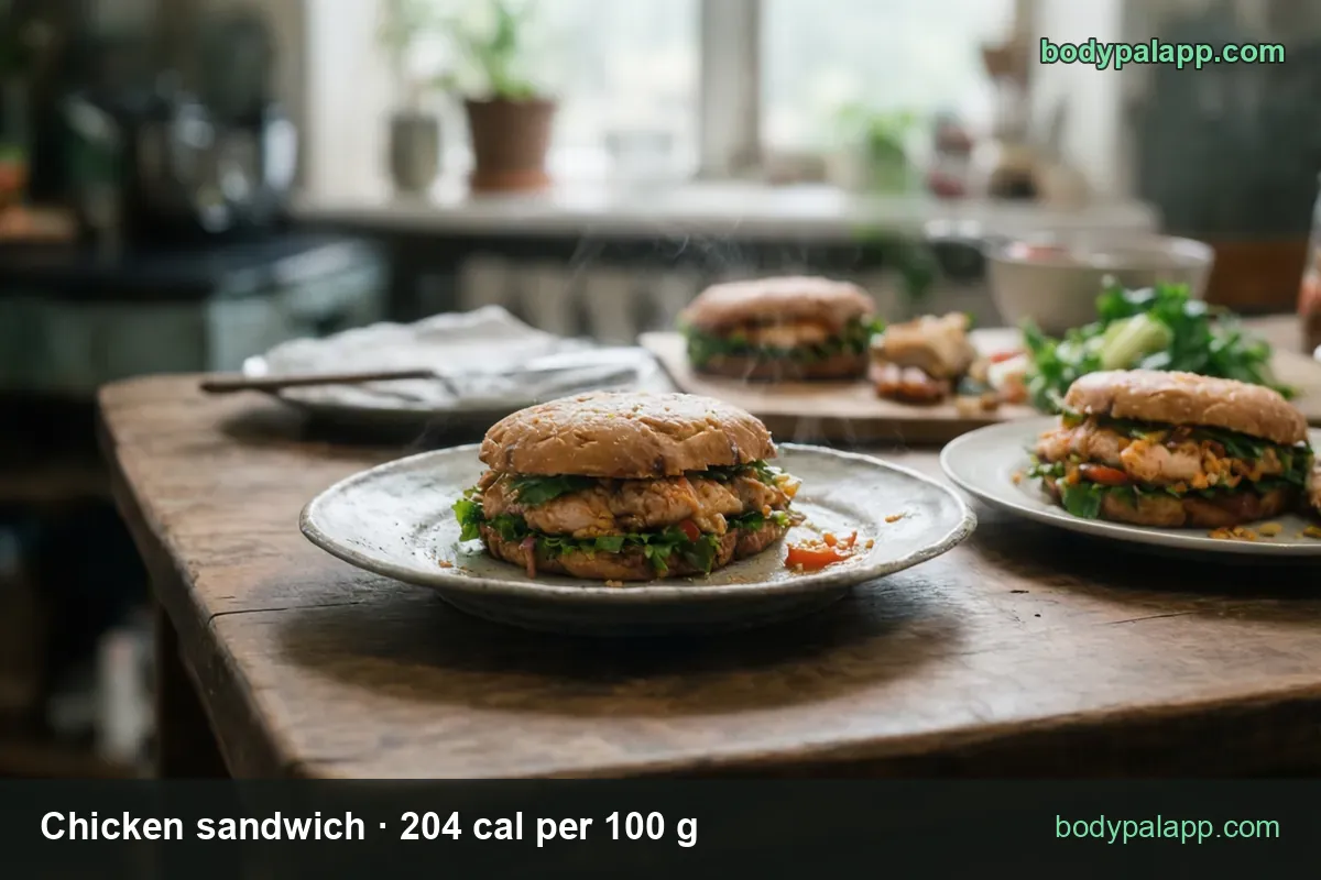 Plated wheat-bun chicken sandwiches with lettuce; chips: 1 sandwich (180 g) 367 cal and 1 slider (90 g) 184 cal.