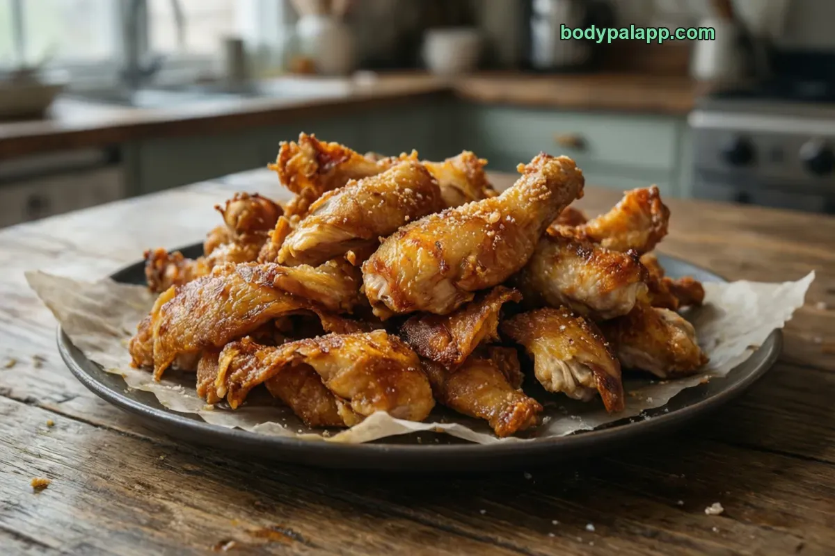 Chicken skin, roasted, skin only