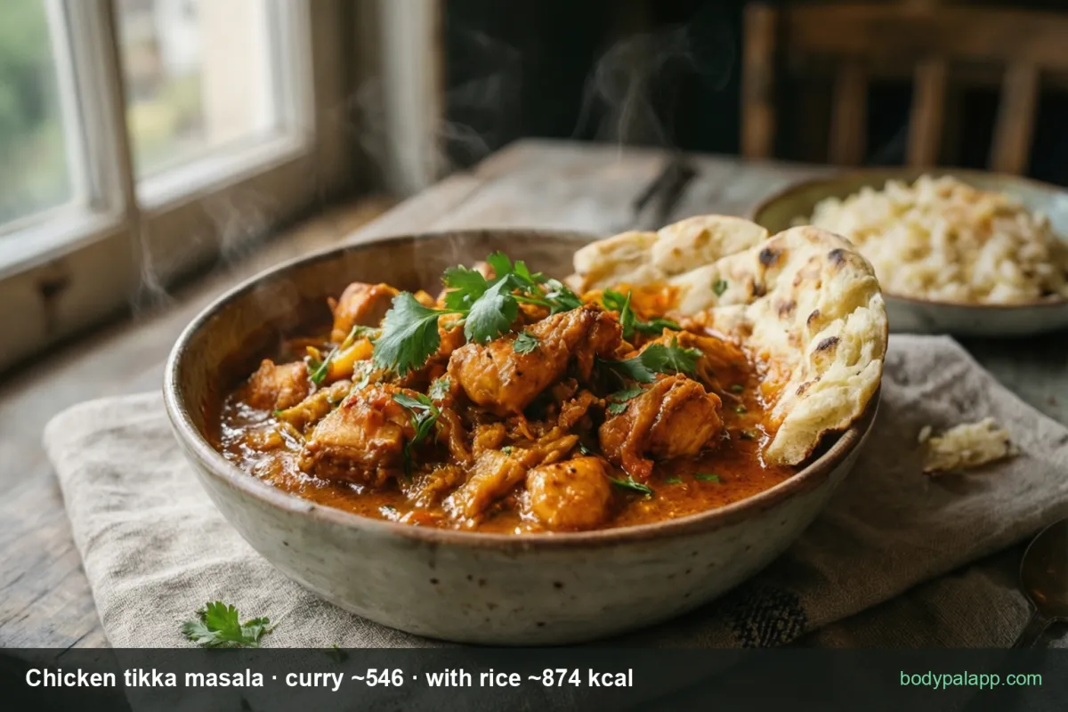 Chicken tikka masala - ~546 kcal the curry alone