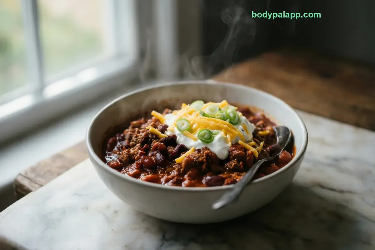 Chili with beans, canned, ready to eat