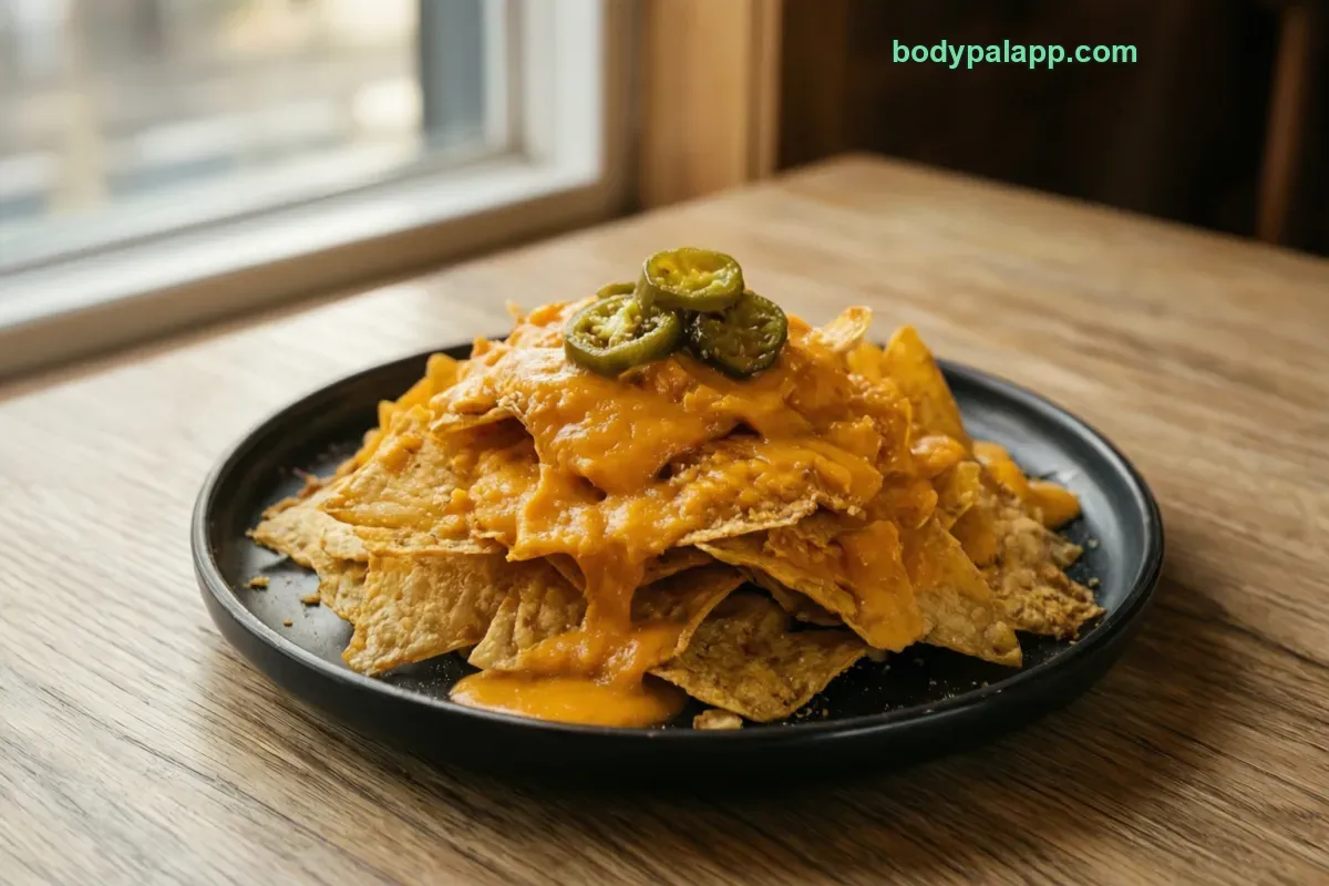 Chips and cheese, tortilla chips, melted cheese