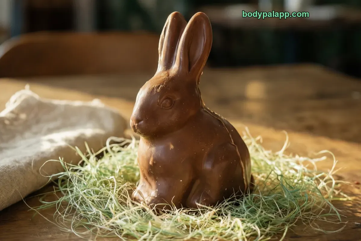 Chocolate bunny, packaged, per label