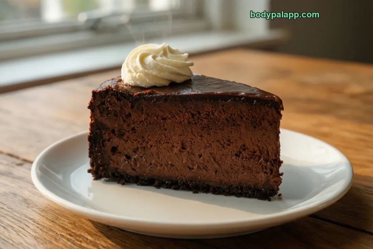 Chocolate cheesecake, ready to eat