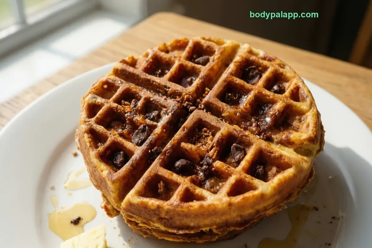 Chocolate chip waffle, frozen, ready-to-heat