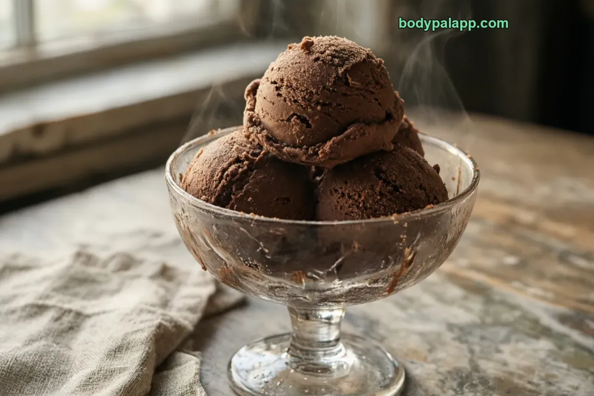 Chocolate ice cream, regular, ready-to-eat