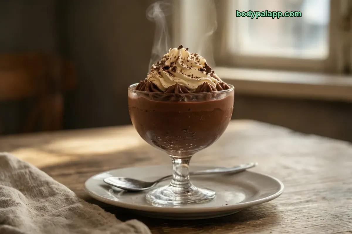 Chocolate mousse, prepared from recipe