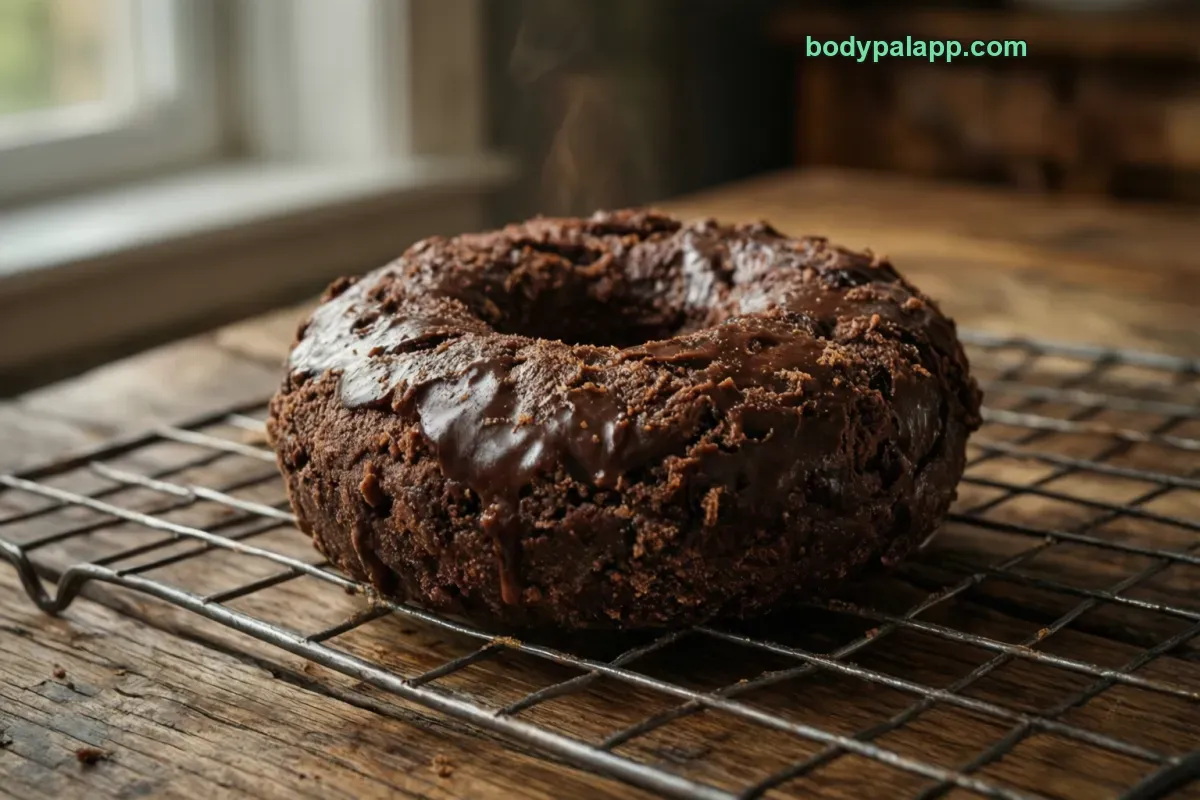 Chocolate old fashioned donut, cake-type, glazed