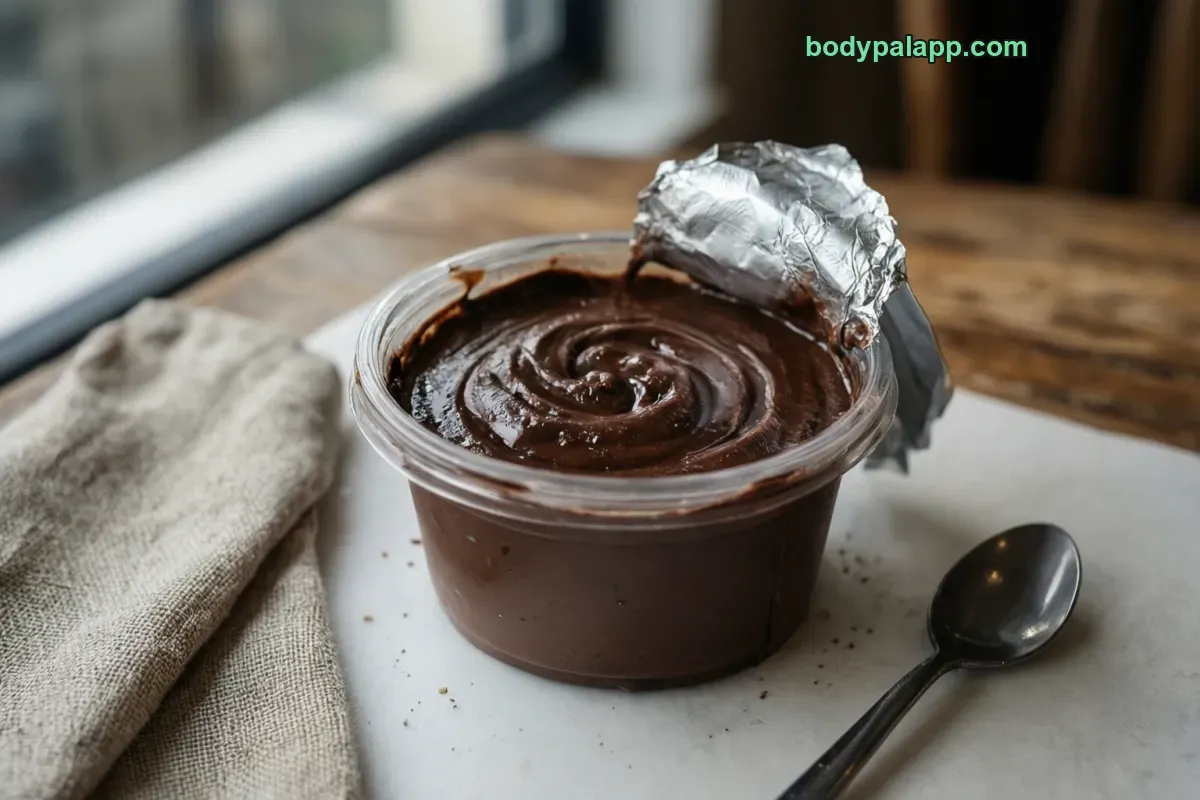 Chocolate pudding snack pack, packaged, per label