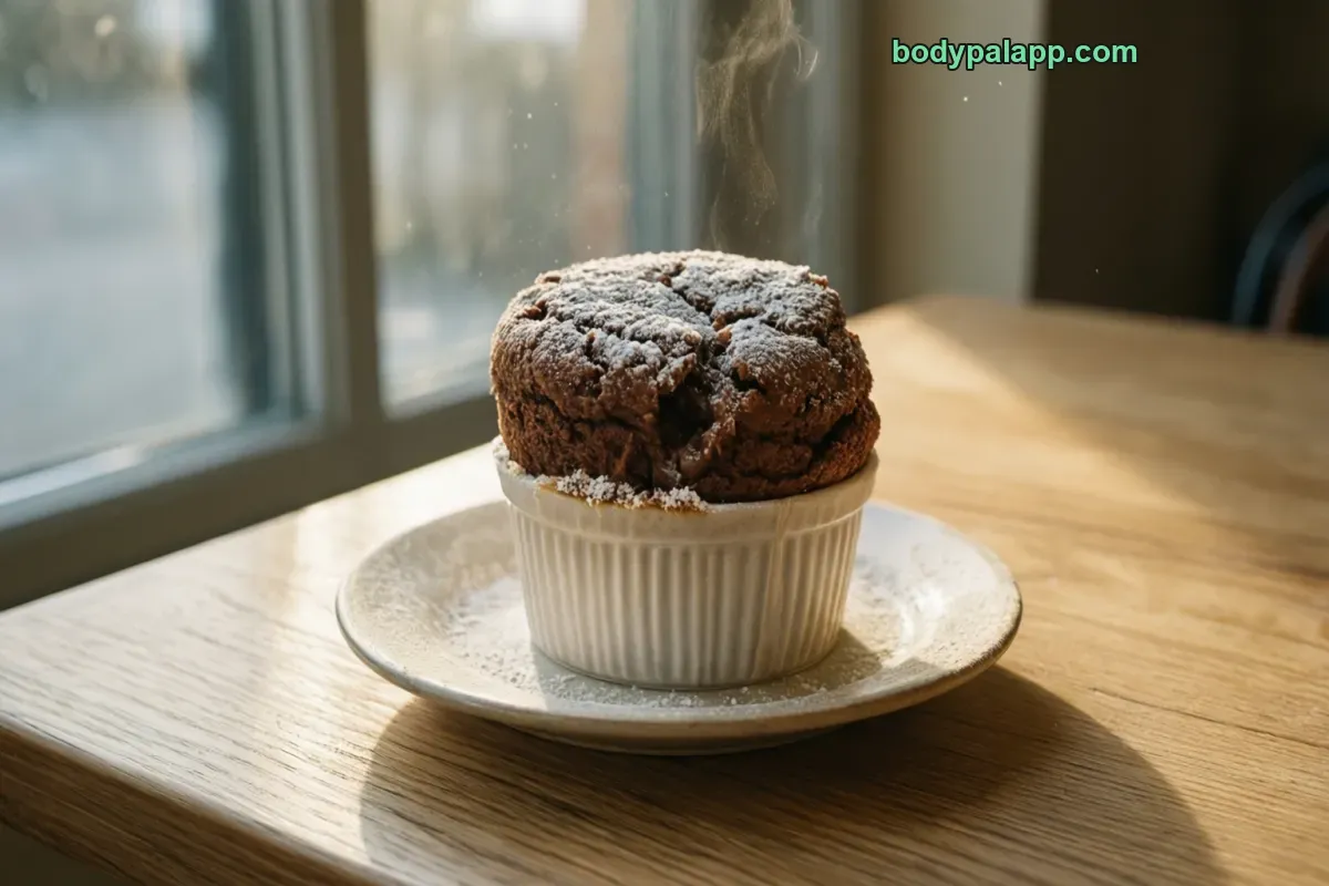 Chocolate souffle, packaged, per label