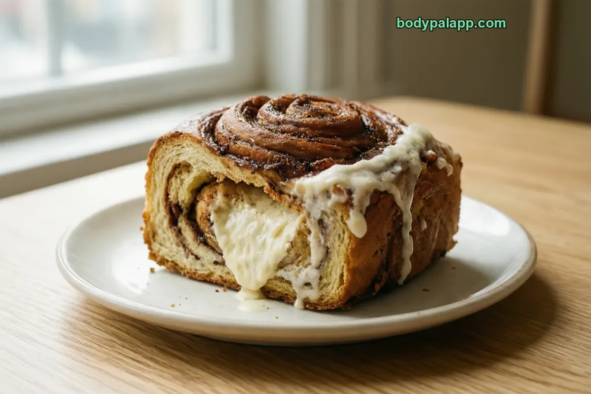 Cinnabon roll, packaged, per label