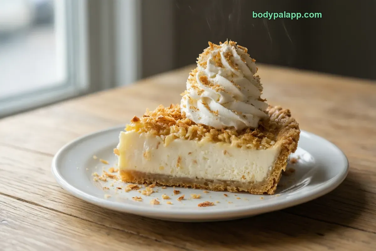 Coconut cream pie, baked, with crust